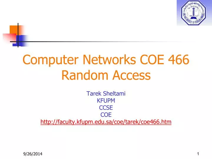 computer networks coe 466 random access n.