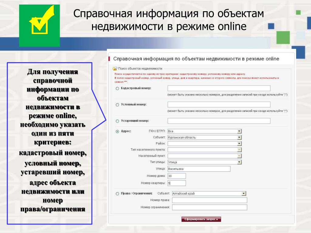 Росреестр справочная информация по объектам недвижимости онлайн бесплатно по адресу карта