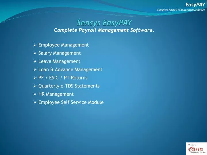 sensys easypay n.