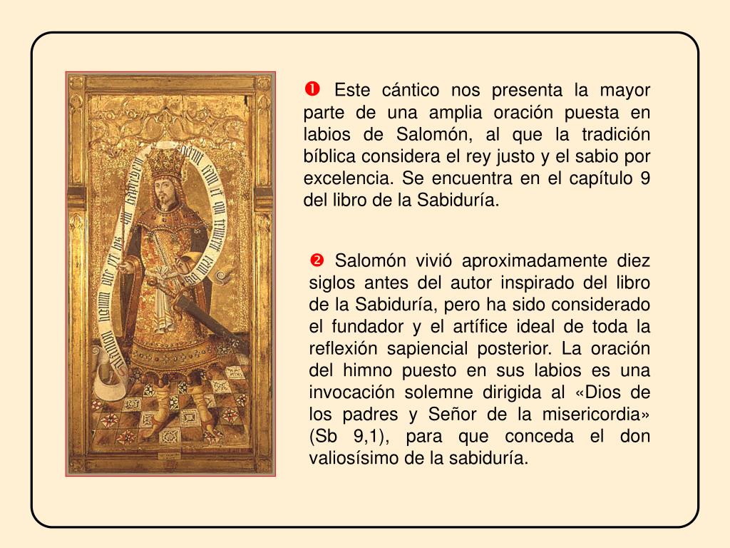PPT - CÁNTiCO DE LA SABiDURíA (Sb 9,1-6. 9-11) PowerPoint Presentation -  ID:4830028