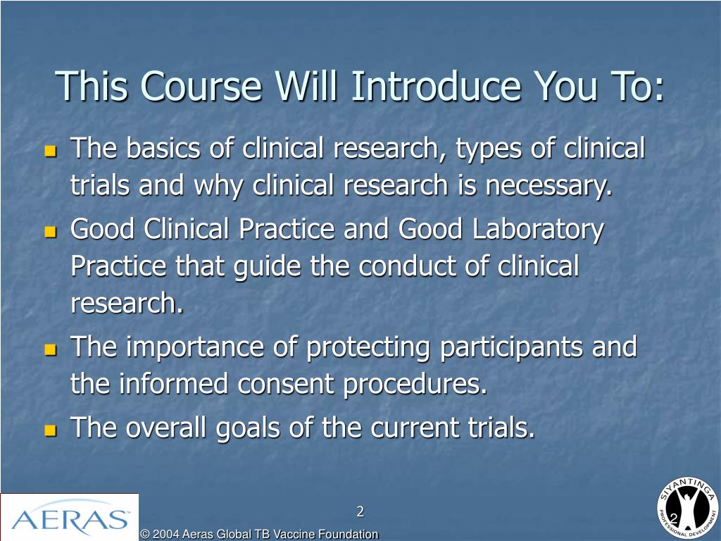 introduction to clinical research course