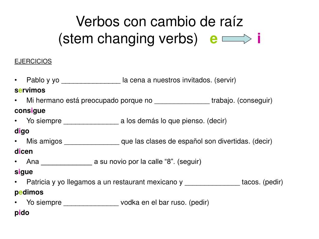 Stem changing verbs ejercicios With Regard To Stem Changing Verbs Worksheet Answers