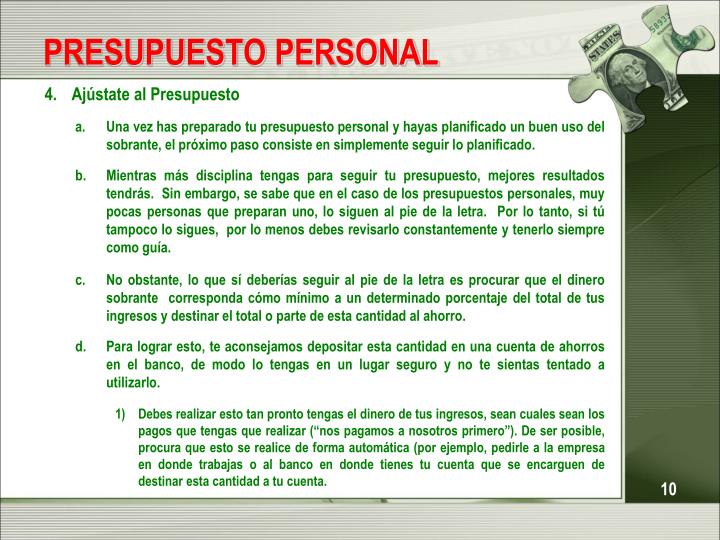 presupuestos personales
