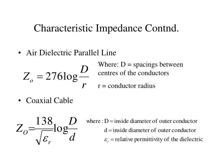 PPT Characteristic Impedance Contnd. PowerPoint Presentation, download - ID:4834269
