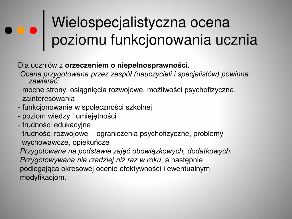 Okresowa Wielospecjalistyczna Ocena Poziomu Funkcjonowania Ucznia PPT - Rozporządzenie PowerPoint Presentation, free download - ID:4837610