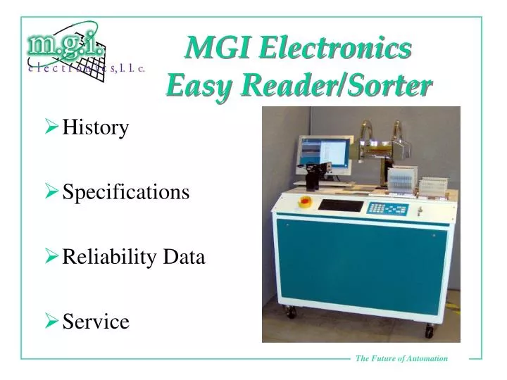 mgi electronics easy reader sorter n.
