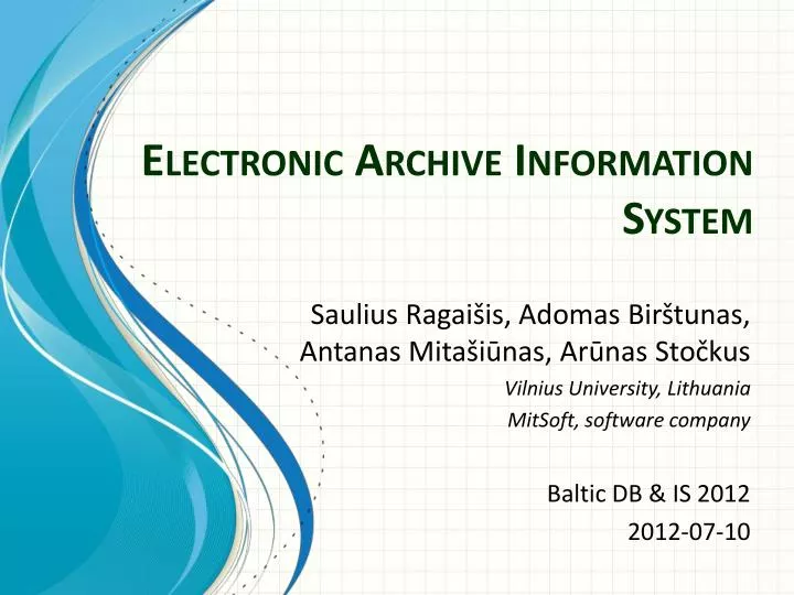 electronic archive information system n.
