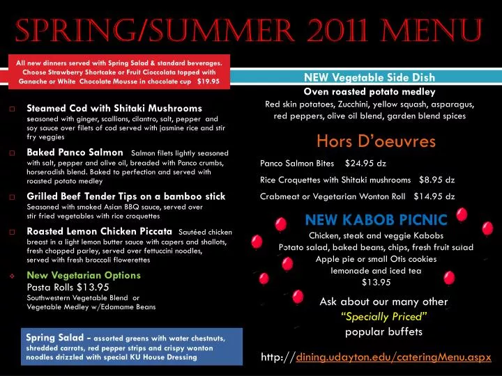 spring summer 2011 menu n.