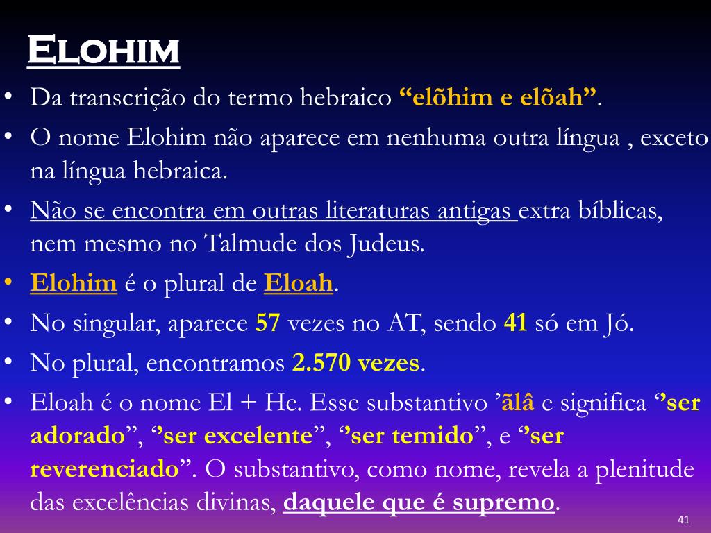 Significado do nome Elohim