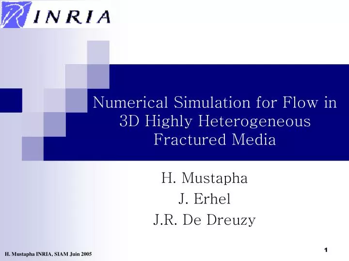 numerical simulation for flow in 3d highly heterogeneous fractured media n.