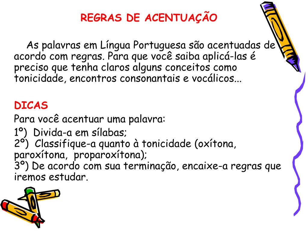 Slide Regras Acentuação Língua Portuguesa