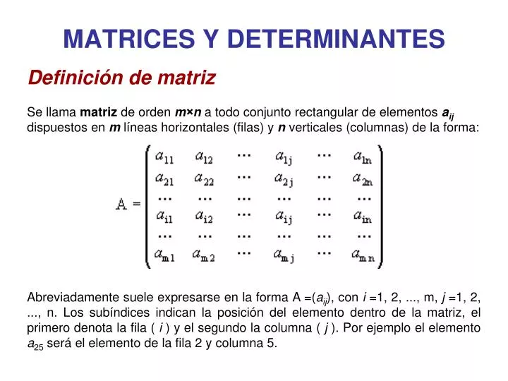 PPT - MATRICES Y DETERMINANTES PowerPoint Presentation, free download -  ID:4845108