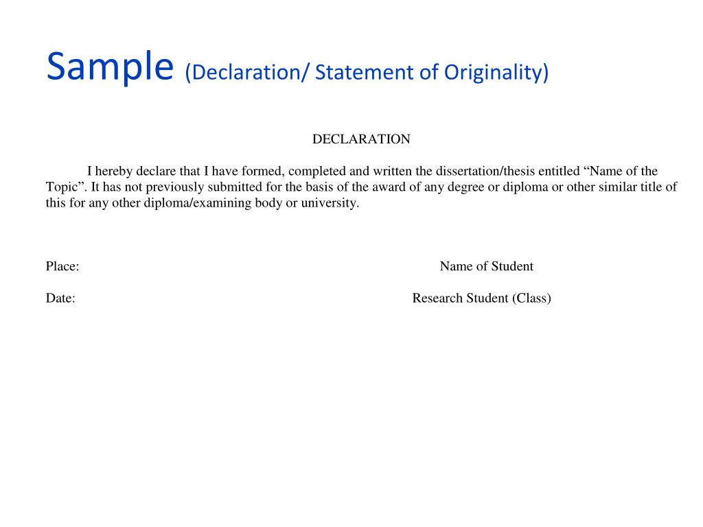 phd thesis declaration of originality