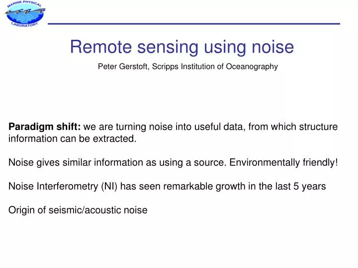 PPT - Remote sensing using noise PowerPoint Presentation, free download ...