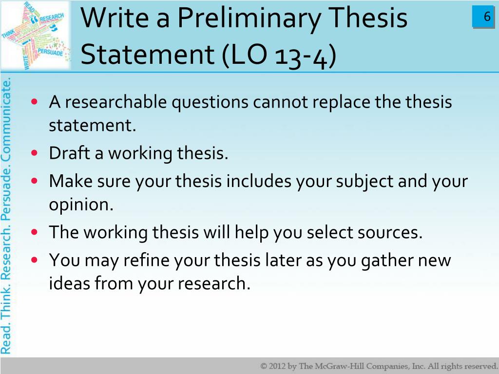 define preliminary thesis