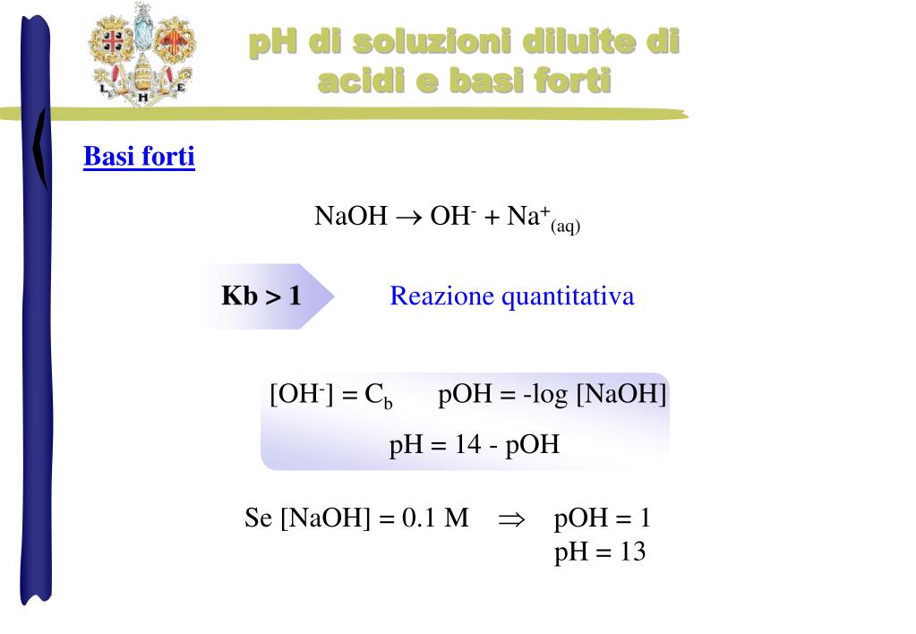 PPT - pH di soluzioni diluite di acidi e basi forti PowerPoint Presentation  - ID:4858981