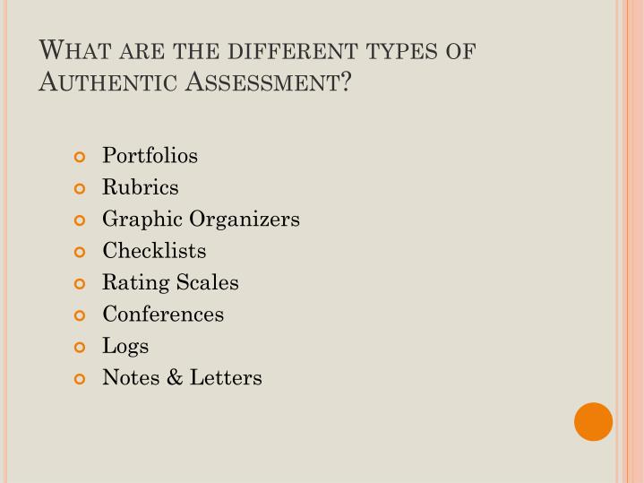 types of authentic assessment