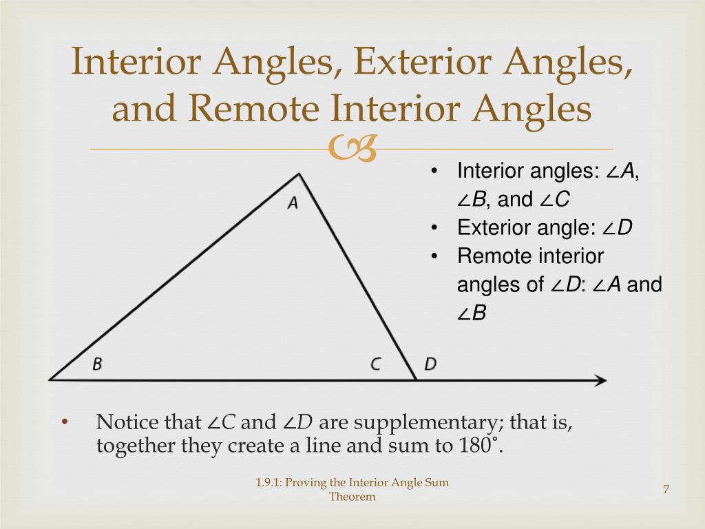 Ppt Proving The Interior Angle Sum Theorem Powerpoint