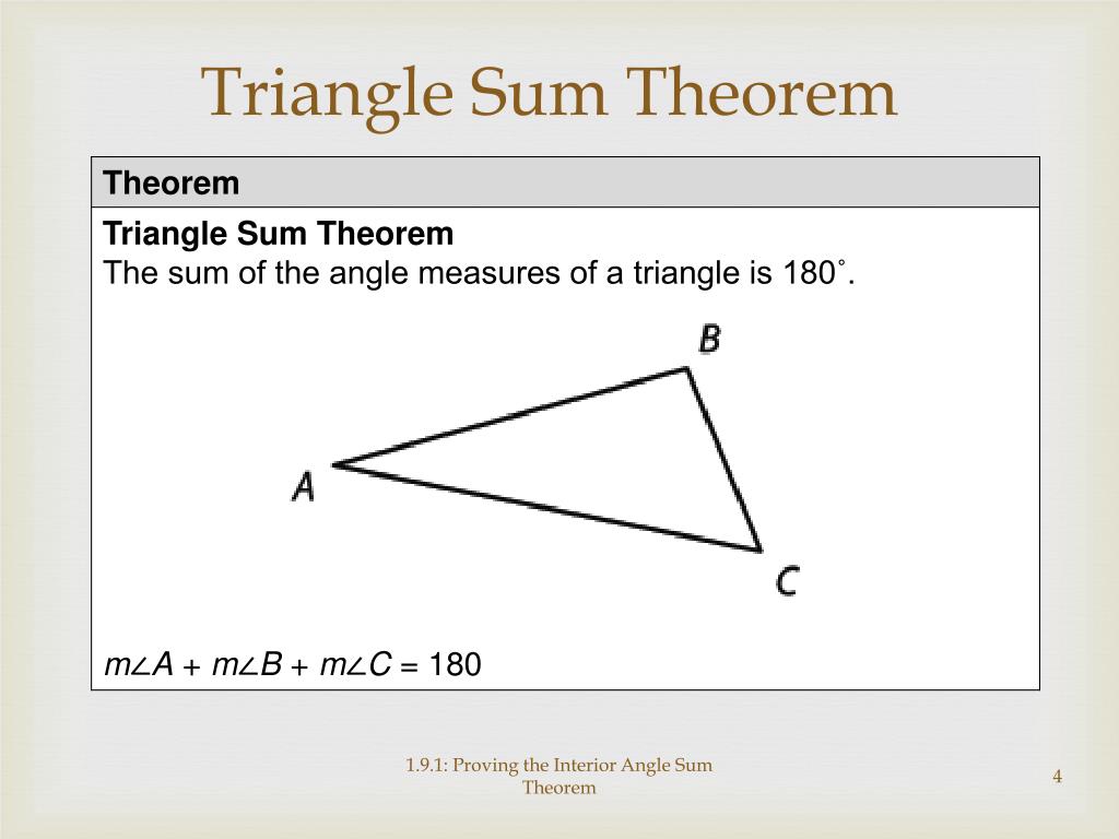 Ppt Proving The Interior Angle Sum Theorem Powerpoint