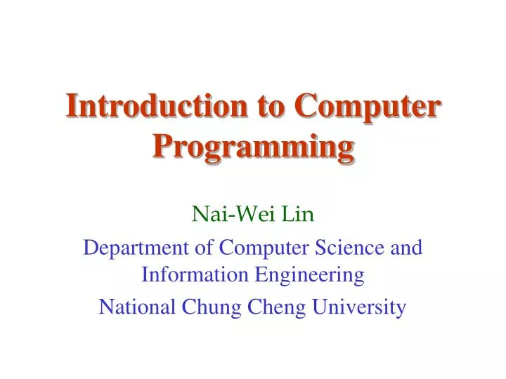 PPT - Introduction to Computer Programming PowerPoint Presentation ...