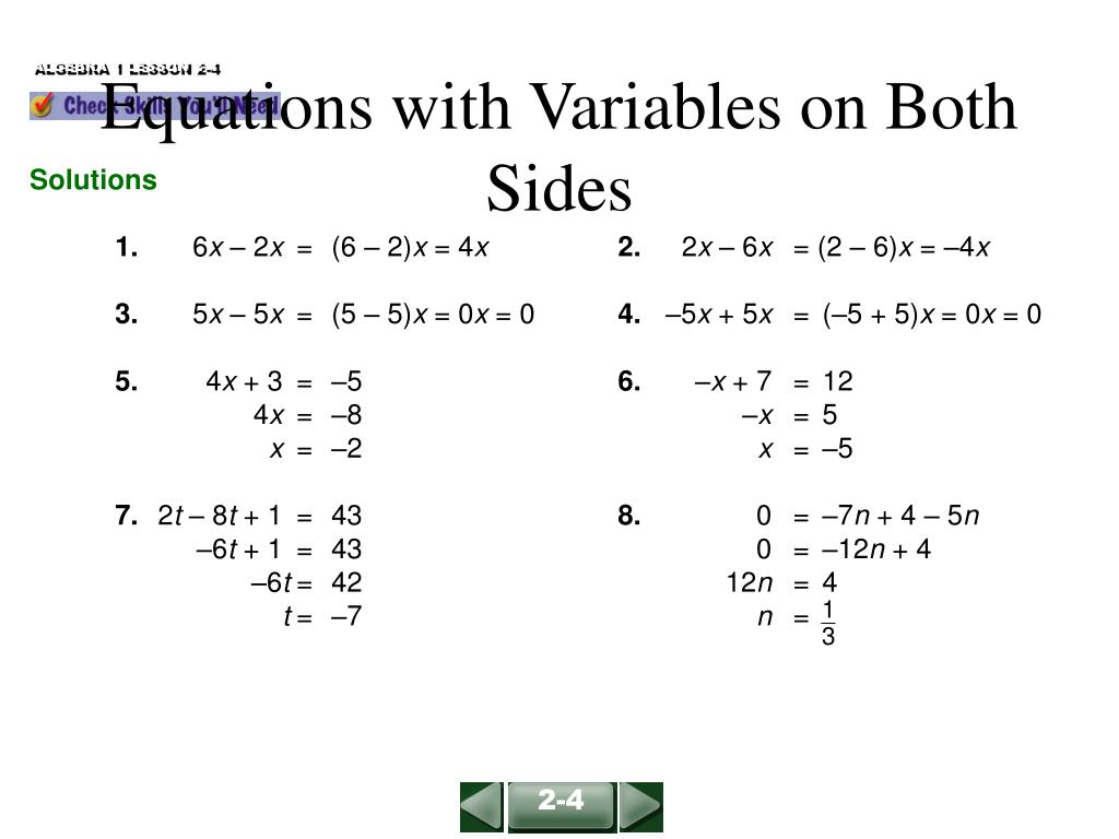 PPT Equations With Variables On Both Sides PowerPoint Presentation 