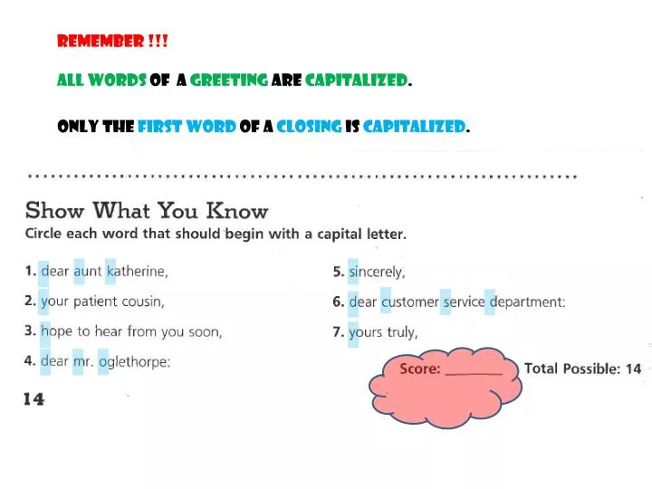 PPT REMEMBER !!! All words of a greeting are capitalized . PowerPoint