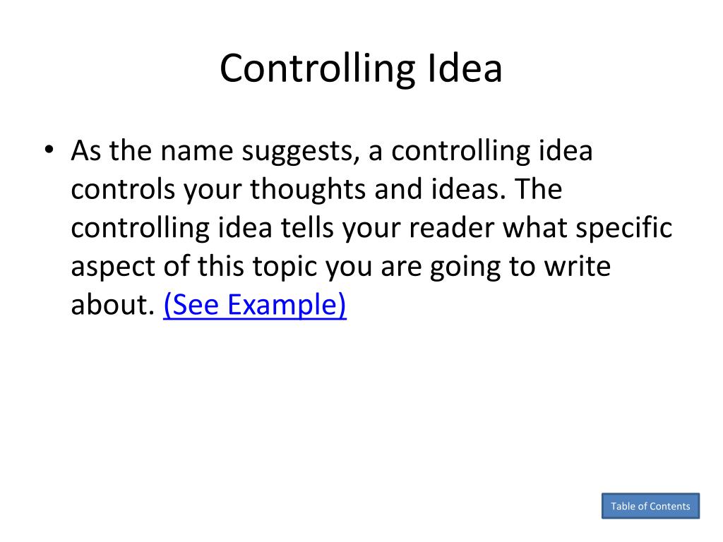 example of controlling idea essay