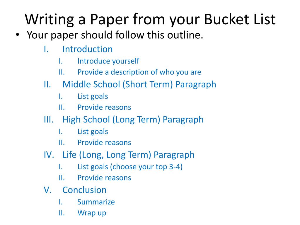 bucket list essay introduction
