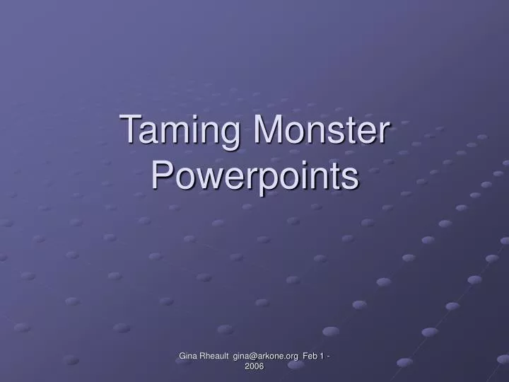taming monster powerpoints n.