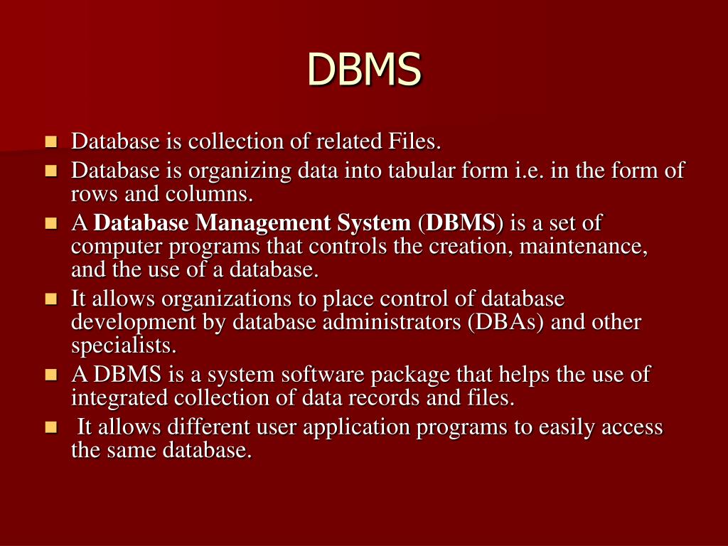dbms powerpoint presentation free download