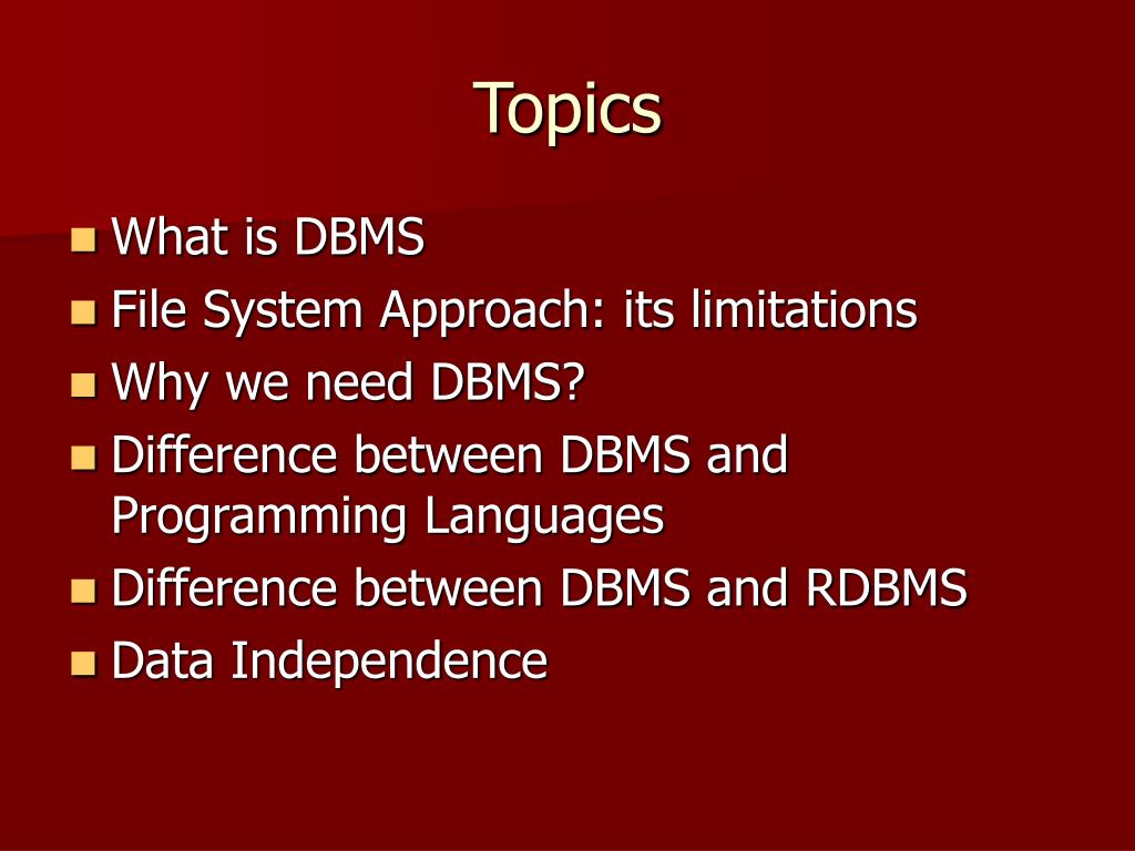dbms topics for presentation