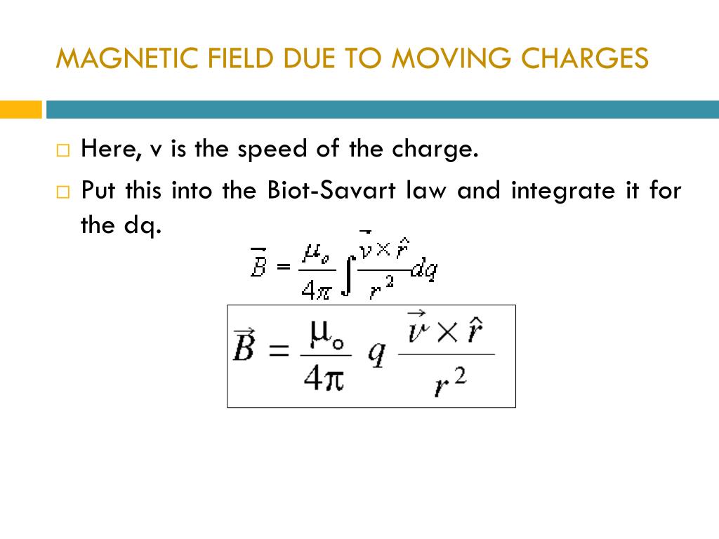 PPT - MAGNETIC FIELD DUE TO MOVING CHARGES PowerPoint Presentation, free  download - ID:4877612