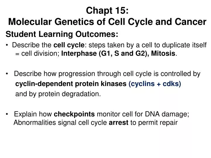 Chapt 15 Molecular Genetics of Cell Cycle and Cancer PowerPoint Biology Diagrams