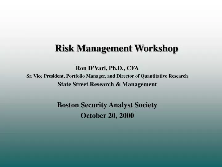 risk management workshop n.