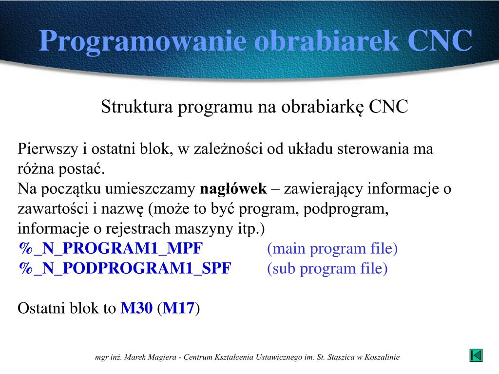 PPT - Programowanie obrabiarek CNC PowerPoint Presentation, free download -  ID:4885566