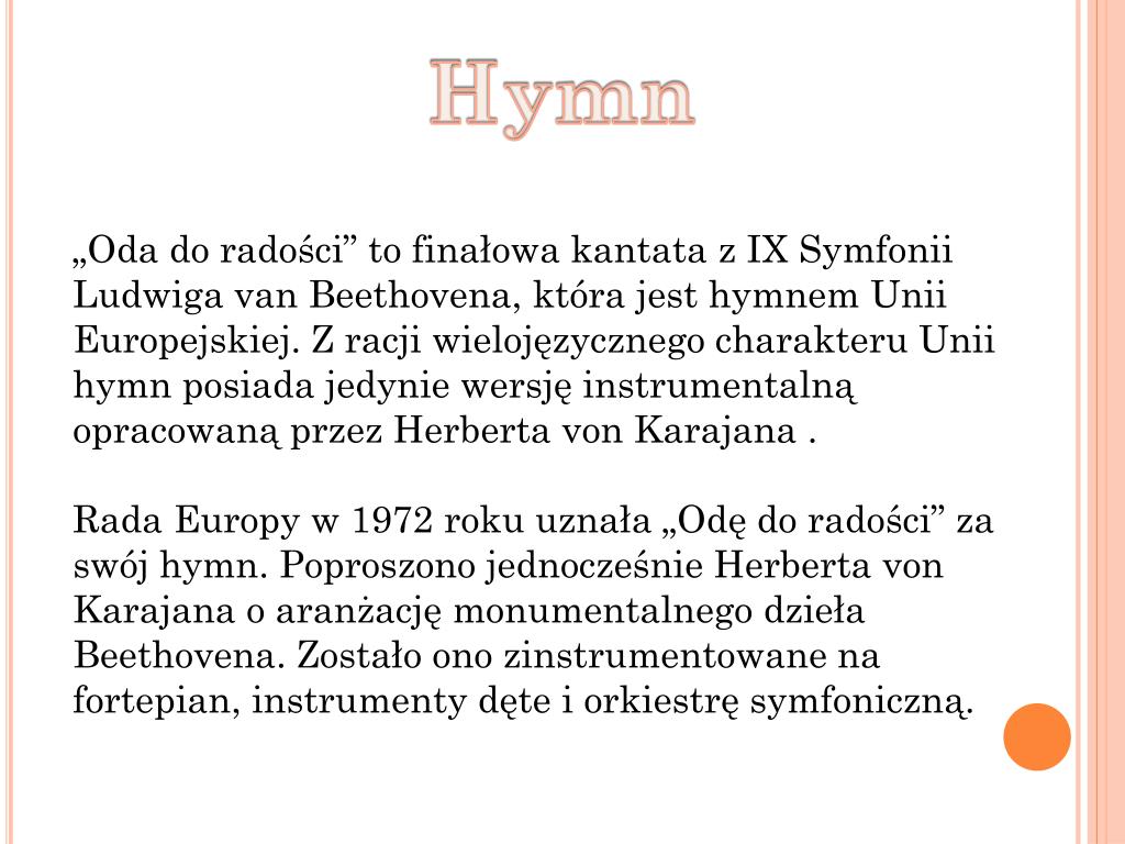 Wymień Symbole Unii Europejskiej PPT - Symbole Unii Europejskiej i Rady Europy PowerPoint Presentation
