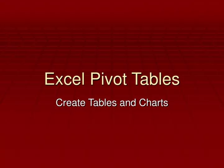 excel pivot tables n.