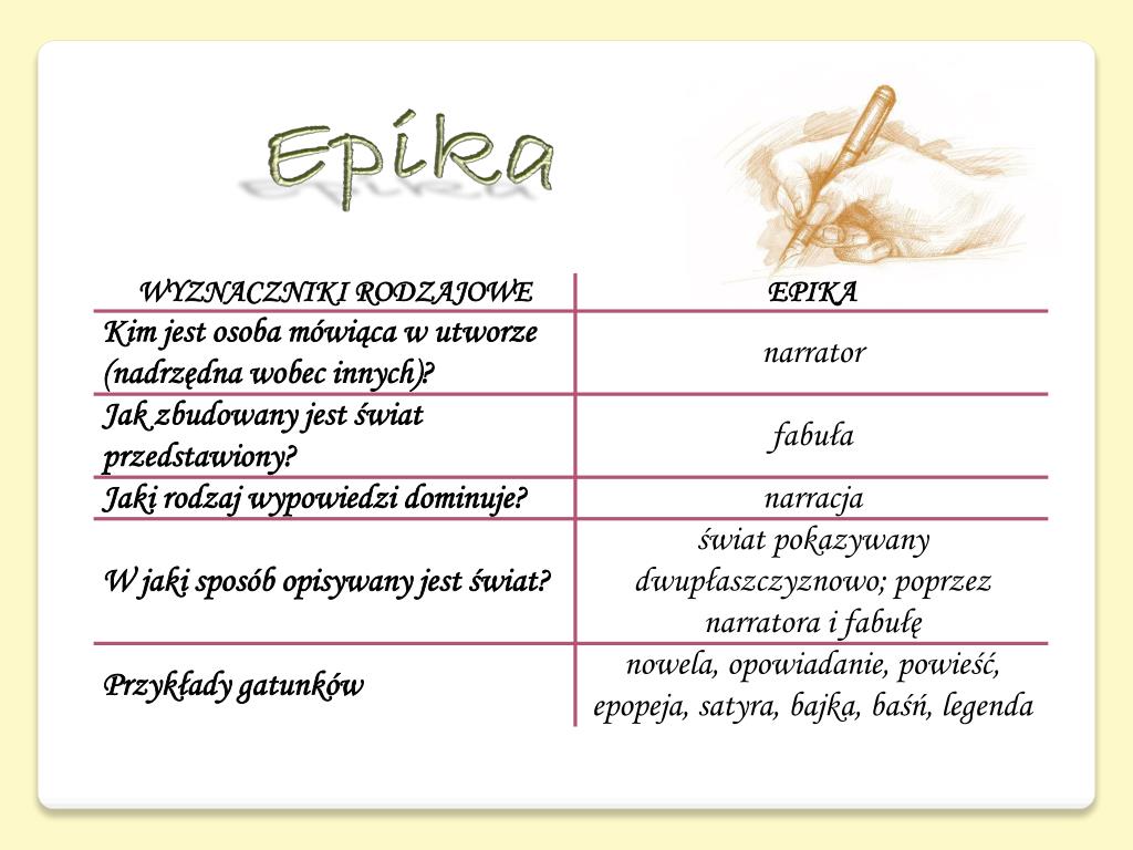 Gatunki Literackie I Ich Cechy PPT - Rodzaje i gatunki literackie PowerPoint Presentation, free