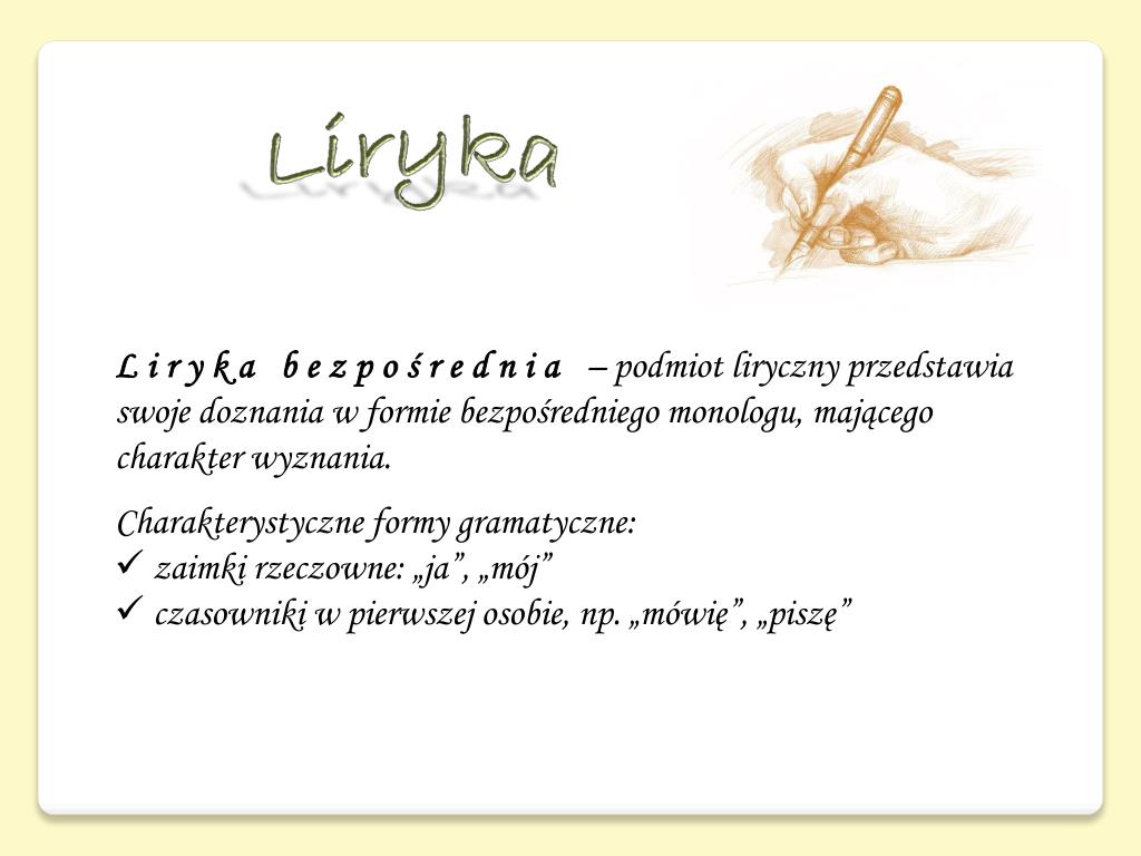 Jaki Obraz Przedstawił Podmiot Liryczny W Pierwszych Ośmiu Wersach Utworu PPT - Rodzaje i gatunki literackie PowerPoint Presentation, free