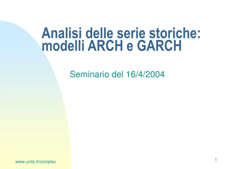 analisi delle serie storiche modelli arch e garch n.