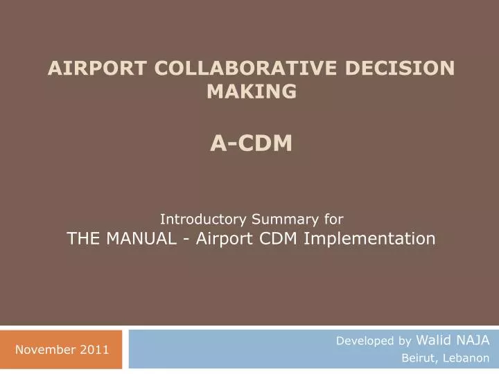 airport collaborative decision making a cdm n.