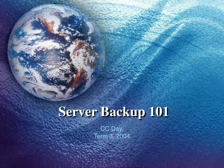 server backup 101 n.