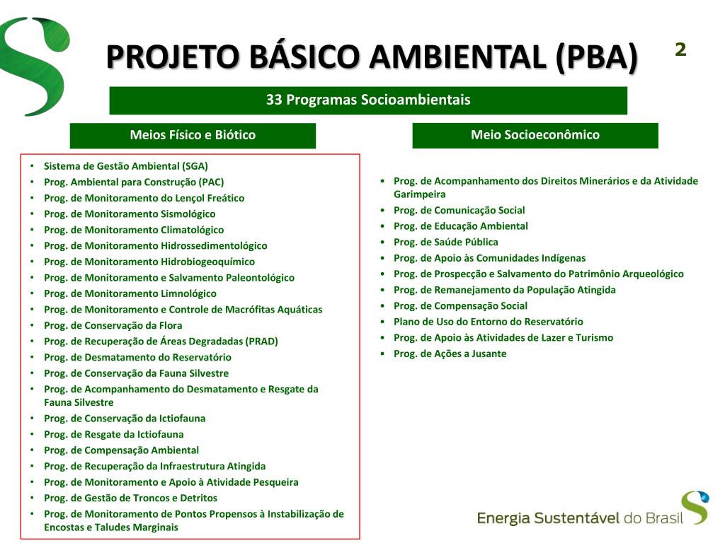 PPT - Programas Ambientais Projeto Básico Ambiental PowerPoint Presentation  - ID:4898940