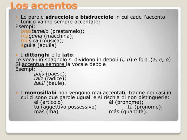 Che Cos è L Accento Tonico PPT - Los Accentos PowerPoint Presentation - ID:4902700