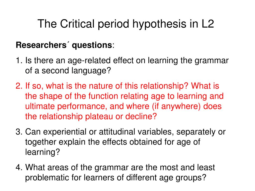 age and the critical period hypothesis