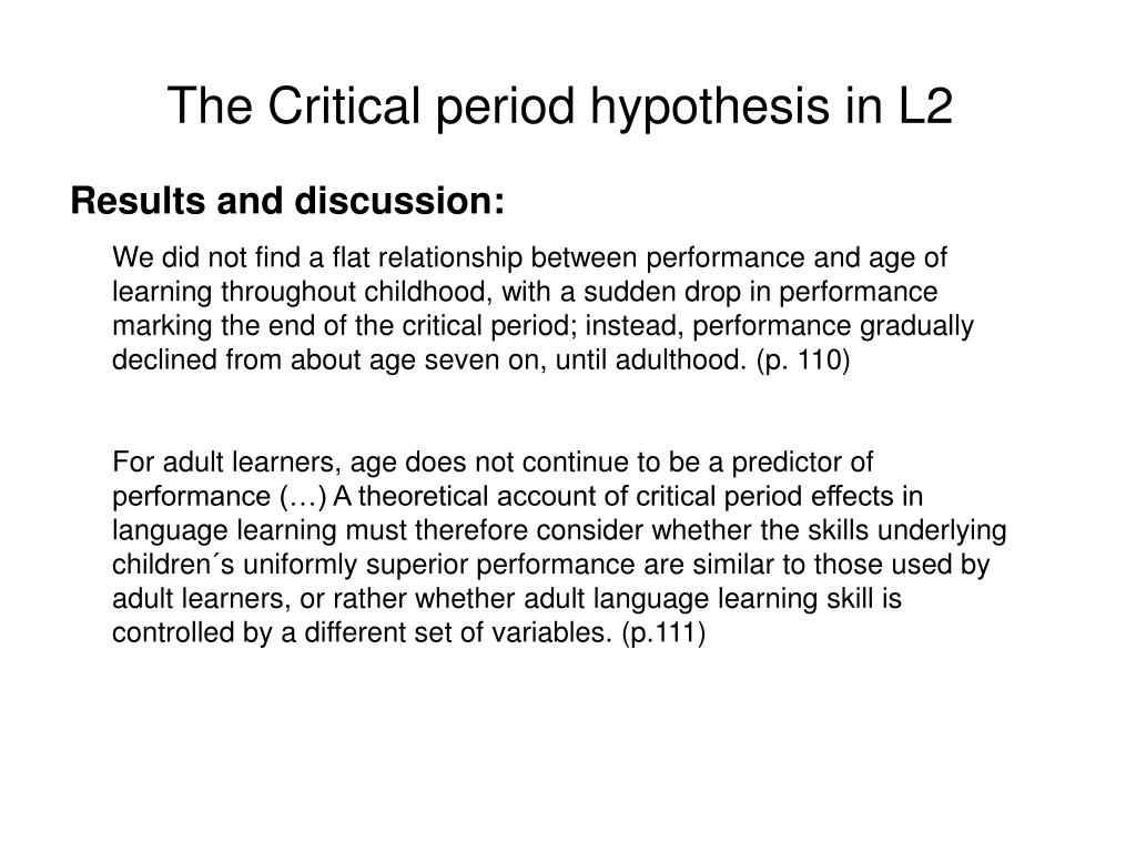 age and the critical period hypothesis