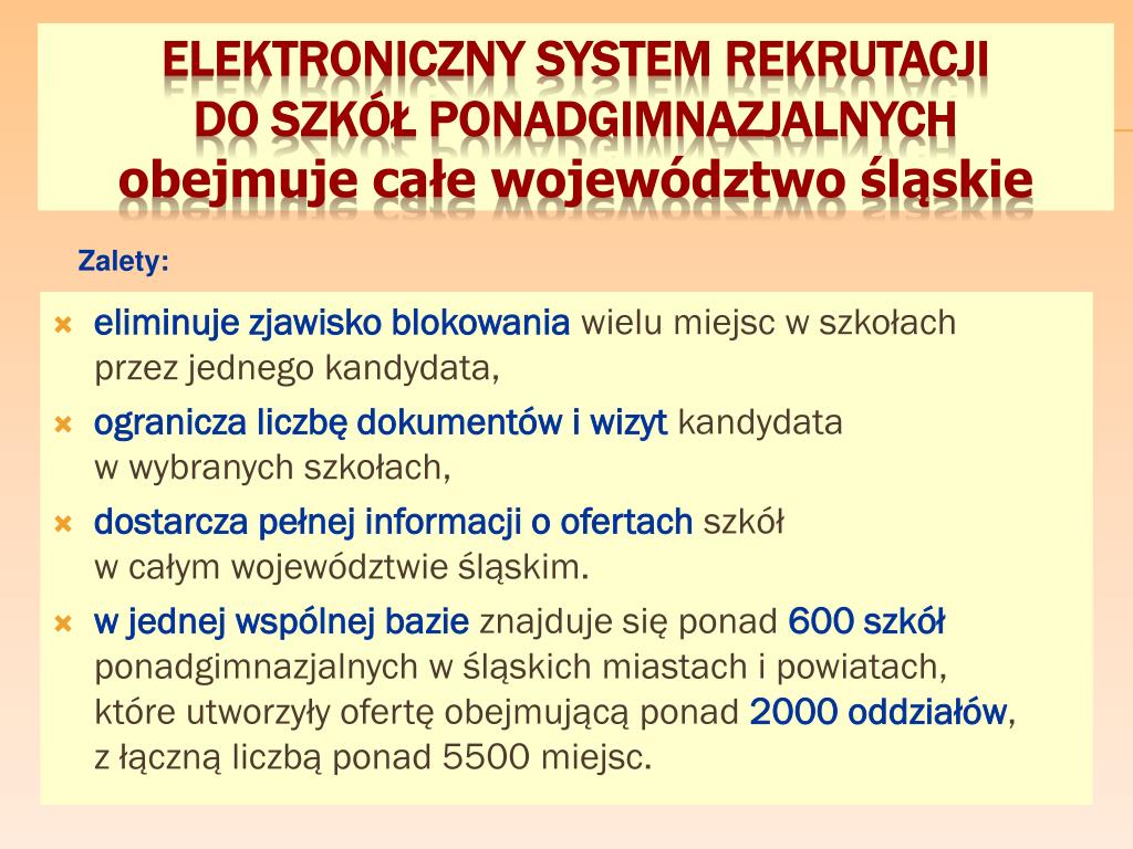 Elektroniczny System Rekrutacji Do Szkół Ponadpodstawowych PPT - ELEKTRONICZNY SYSTEM REKRUTACJI DO SZKÓŁ PONADGIMNAZJALNYCH