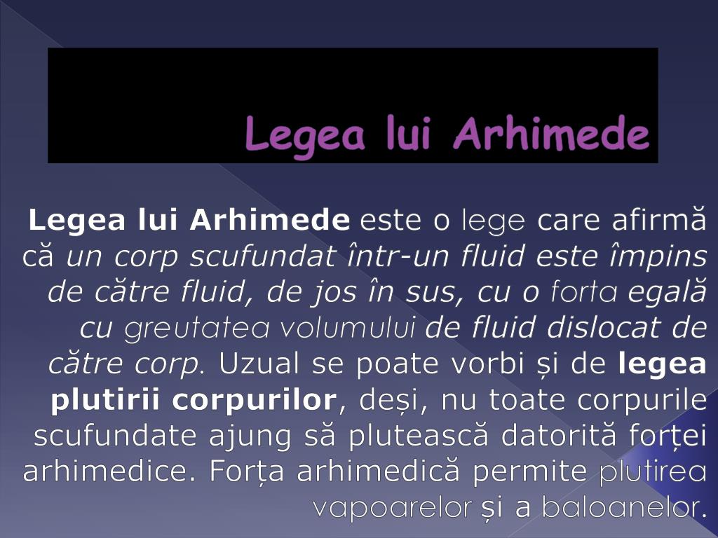 PPT - Legea lui Arhimede PowerPoint Presentation, free download - ID:4908740