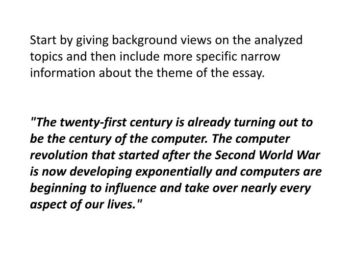 How To Write Proposal Essay About The Theme Of The Essaythe Twentyfirst Century Is Already Turning Out To Be The Century Of The Computer The Computer Revolution That Started Essay On Health Care also Essay On Cow In English Ppt Essay Structure Powerpoint Presentation Id How To Write A Proposal For An Essay