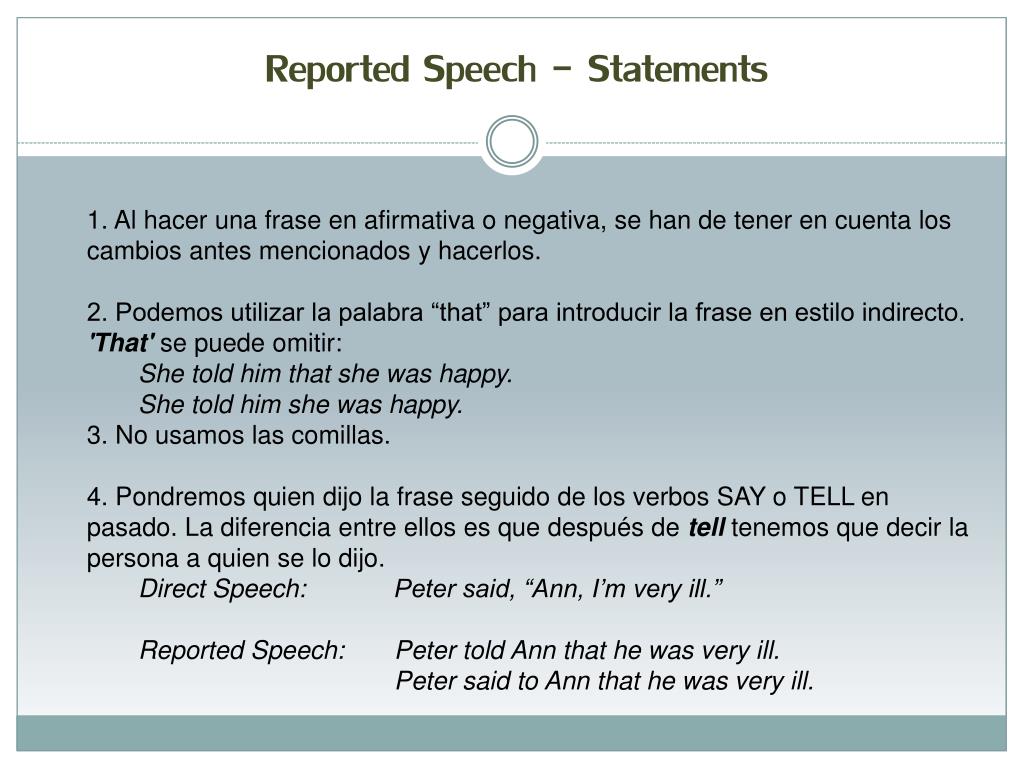 Say tell reported Speech. Say tell ask reported speech